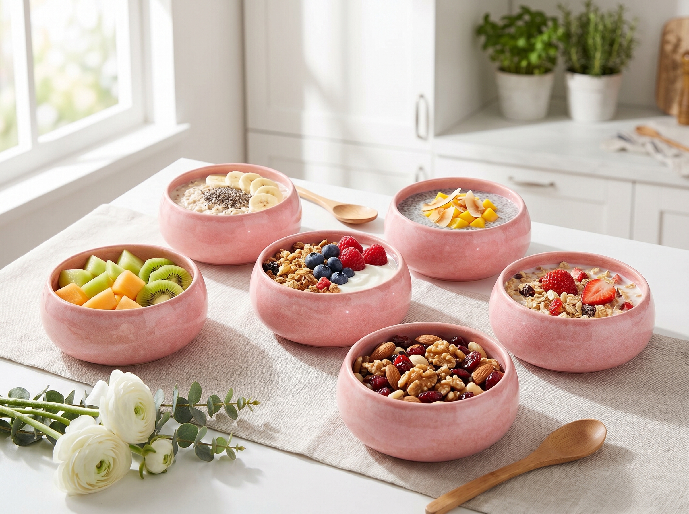 Anwaliya Ceramic Bowls for Dessert and Curry, Pink, 175 ml – Set of 6 – view 2