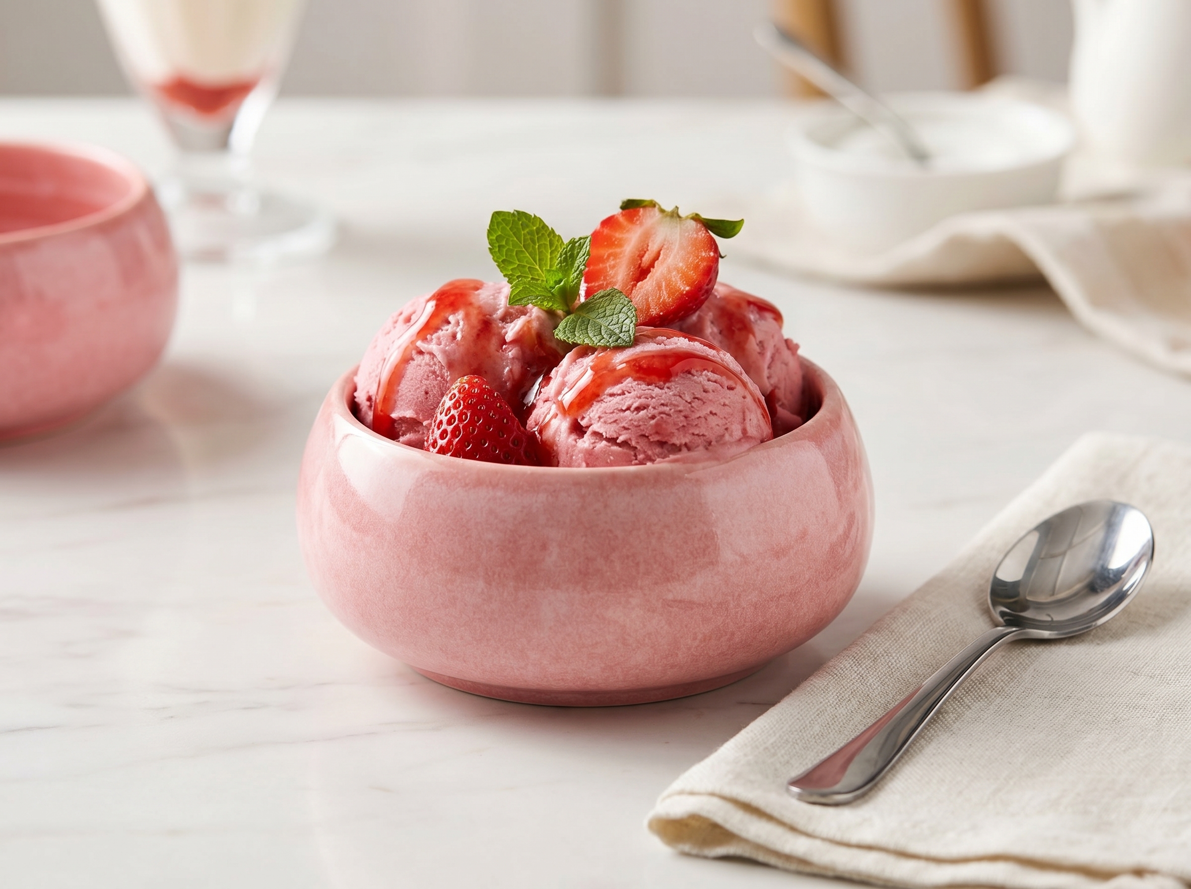 Anwaliya Ceramic Bowls for Dessert and Curry, Pink, 175 ml – Set of 6 – view 4